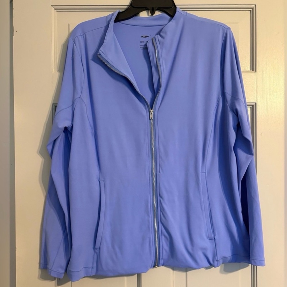 Nike XL yoga luxe drifit zip up blue jacket activewear